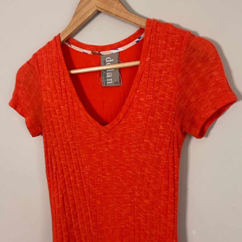 Anthropologie Dolan Left Coast Red Merle Knit Ribbed Flare Shirt Dress Size XXS - Picture 5 of 9